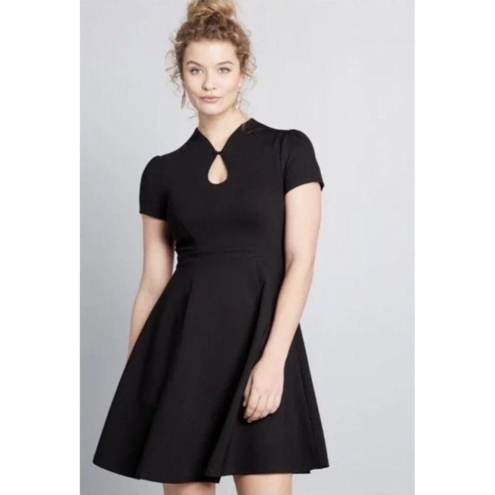 MODCLOTH BLACK HIGH SOCIETY VINTAGE INSPIRED BLACK DRESS..! Size XS